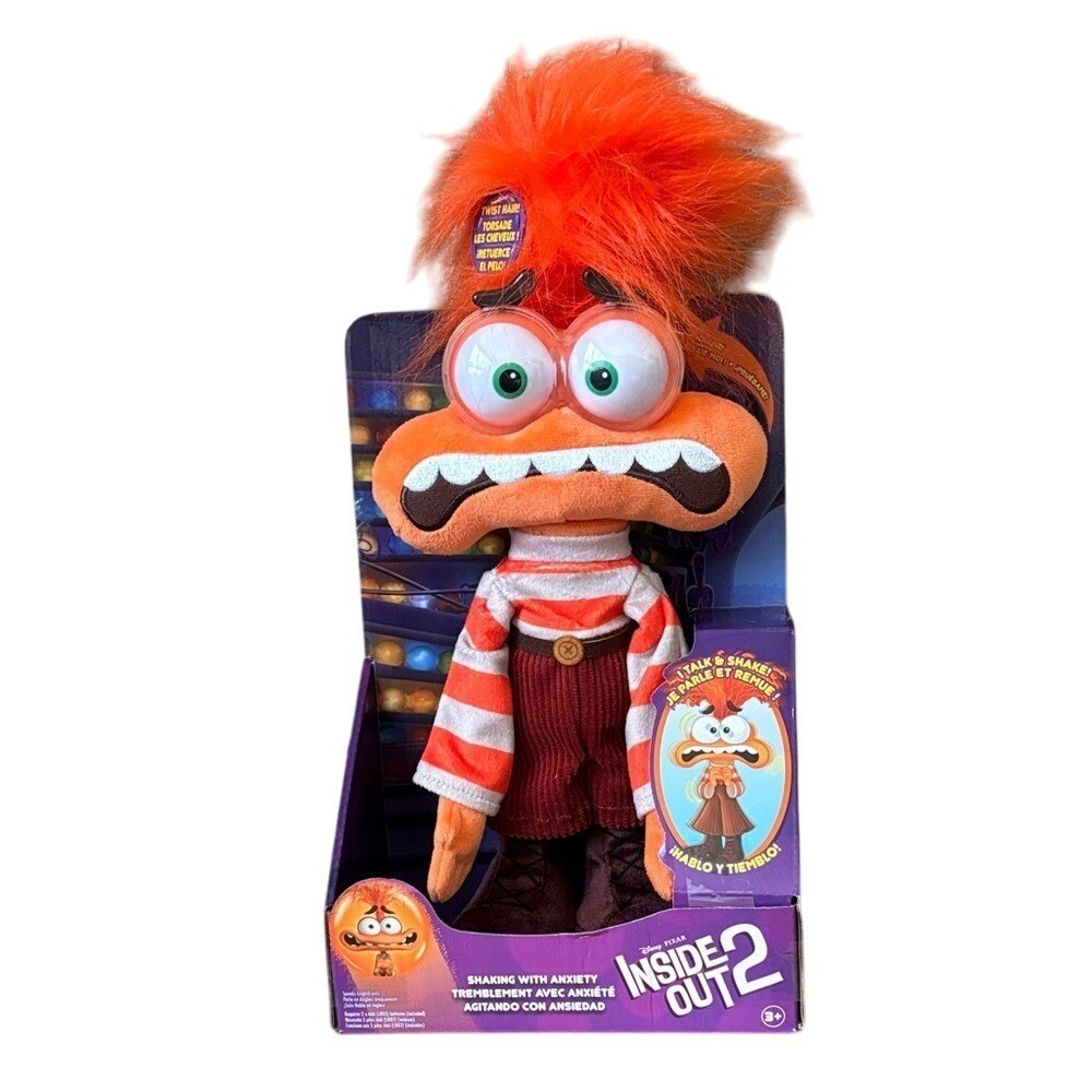 Disney Pixar Inside Out 2 Anxiety Shaking & Talking Orange Plush Toy 14" NIB